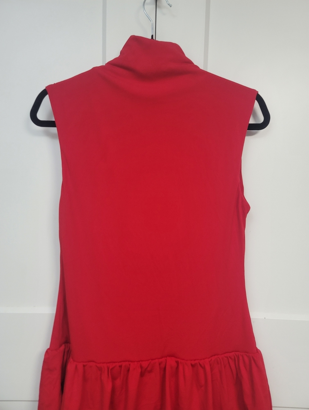 Wild Fable Red Tiered Ruffle Mini Dress Mock Neck Sleeveless Size Medium - Picture 6 of 7